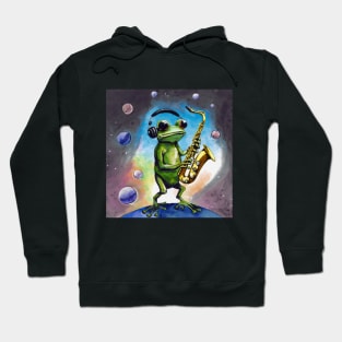 Sax Frog in Space Hoodie